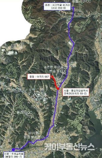 용인특례시가 대몽항쟁 당시 처인성 전투를 승리로 이끈 승장 김윤후와 처인부곡민을 기리기 위한 명예도로명을 부여하기로 결정한 대상 도로