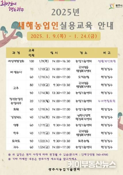 광주시, 2025년 새해 농업인 실용교육 실시