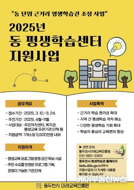 동두천시, 2025년 동 평생학습센터 지원사업 공모