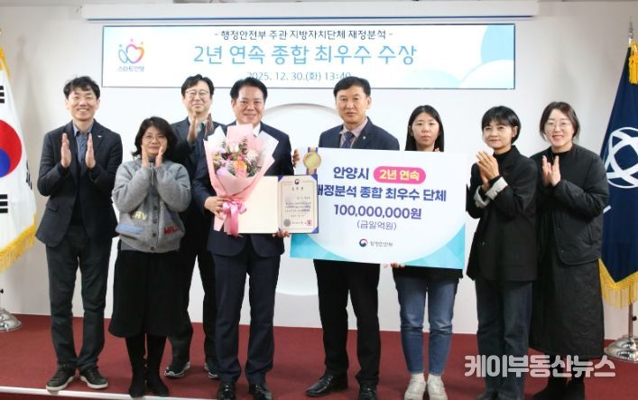 안양시, 행안부 지방재정분석 2년 연속 ‘종합 최우수’