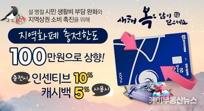 광명사랑화폐 2월 충전한도 상향 안내문.