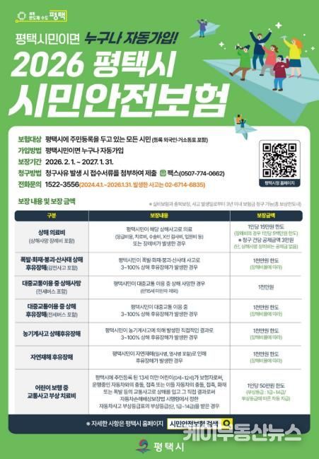 평택시, 시민안전보험 운영으로 시민 생활안전망 강화