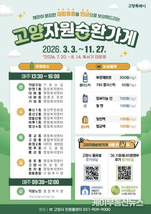 고양시 주교동, ‘2026년 고양 자원순환가게’ 3월 운영 시작