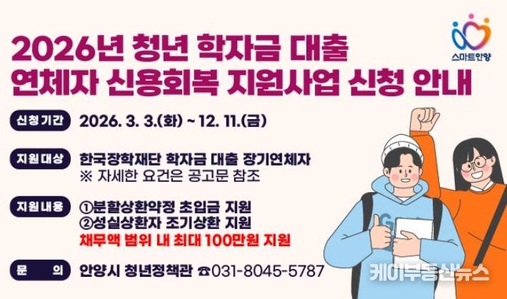 안양시, ‘학자금 대출 연체’ 청년 신용회복 지원